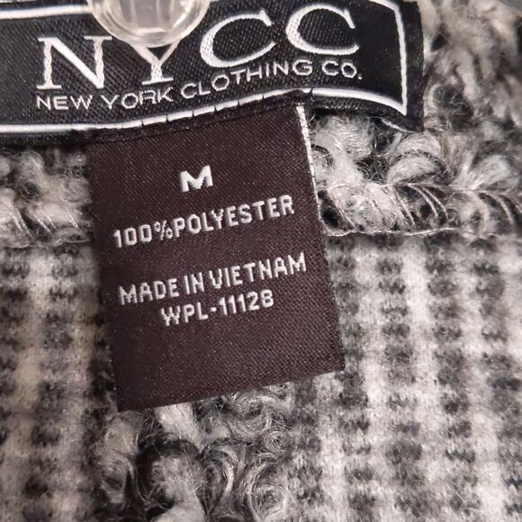 NYCC Minimalist Knee Length Black White Gray Textured Coat  M - Picture 6 of 7